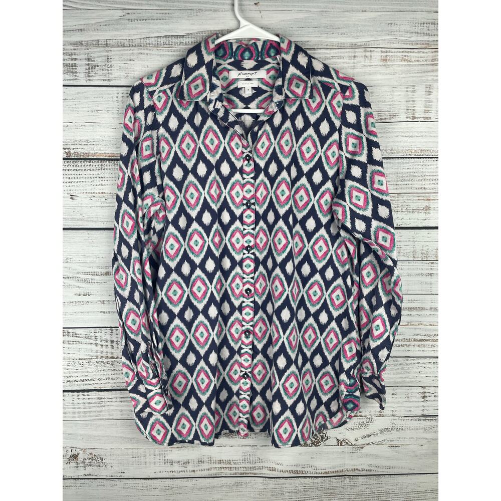 Foxcroft Wrinkle Free Button Down Shirt 8 Dimond Southwestern Office Travel Work